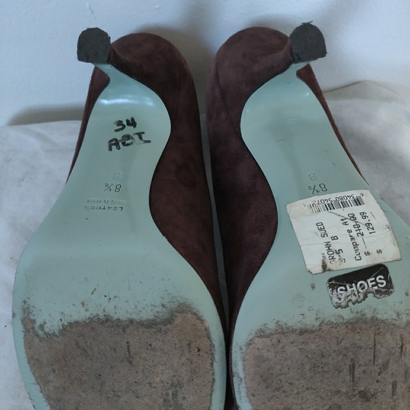 Brown Suede Cynthia Rowley Peep Toe Shoes 8.5 - Picture 6 of 7